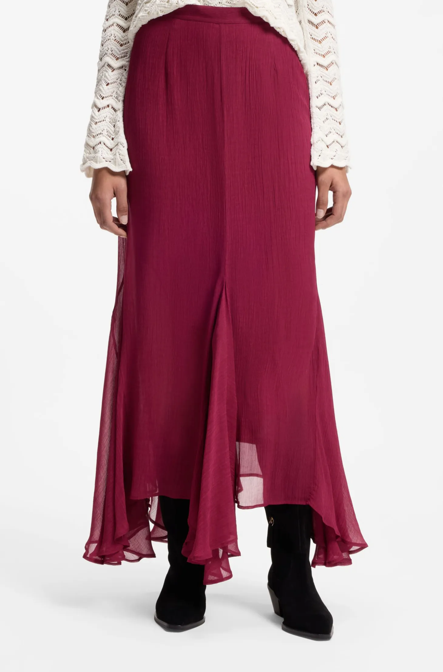 Midi skirt with asymmetric hemline
