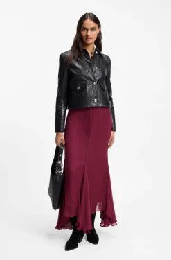 Midi skirt with asymmetric hemline