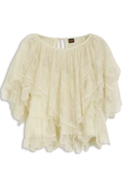 Mini cape blouse with lace trimmings