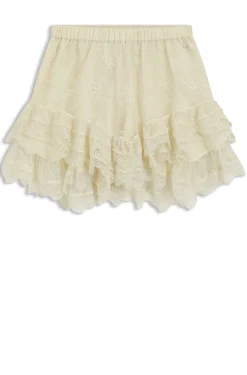 Mini skort in ruffled lace