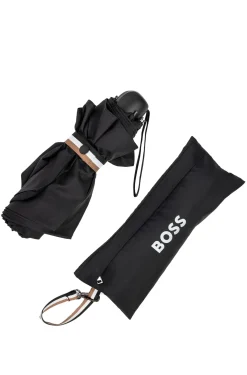 Mini umbrella with signature-stripe closing strap