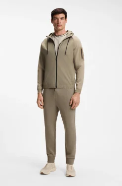 Mixed-material knitted jacket with jacquard graphic
