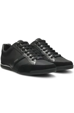 Mixed-material trainers with suede and faux leather