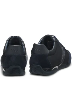 Mixed-material trainers with suede and faux leather
