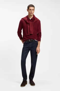 Mixed-structure knit polo in a wool blend
