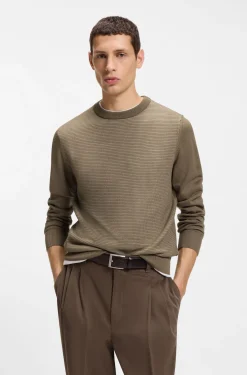 Mixed-structure sweater in a virgin-wool blend