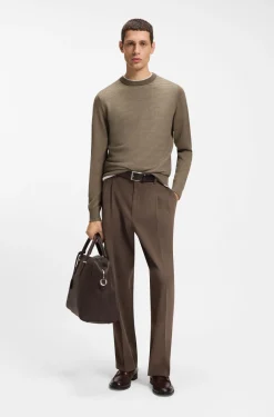 Mixed-structure sweater in a virgin-wool blend
