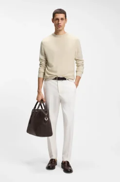 Mixed-structure sweater in a virgin-wool blend