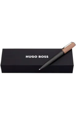 Mixed-texture ballpoint pen with branded camel cap