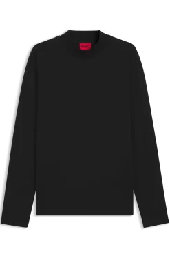 Mock-neck slim-fit T-shirt in mercerised cotton