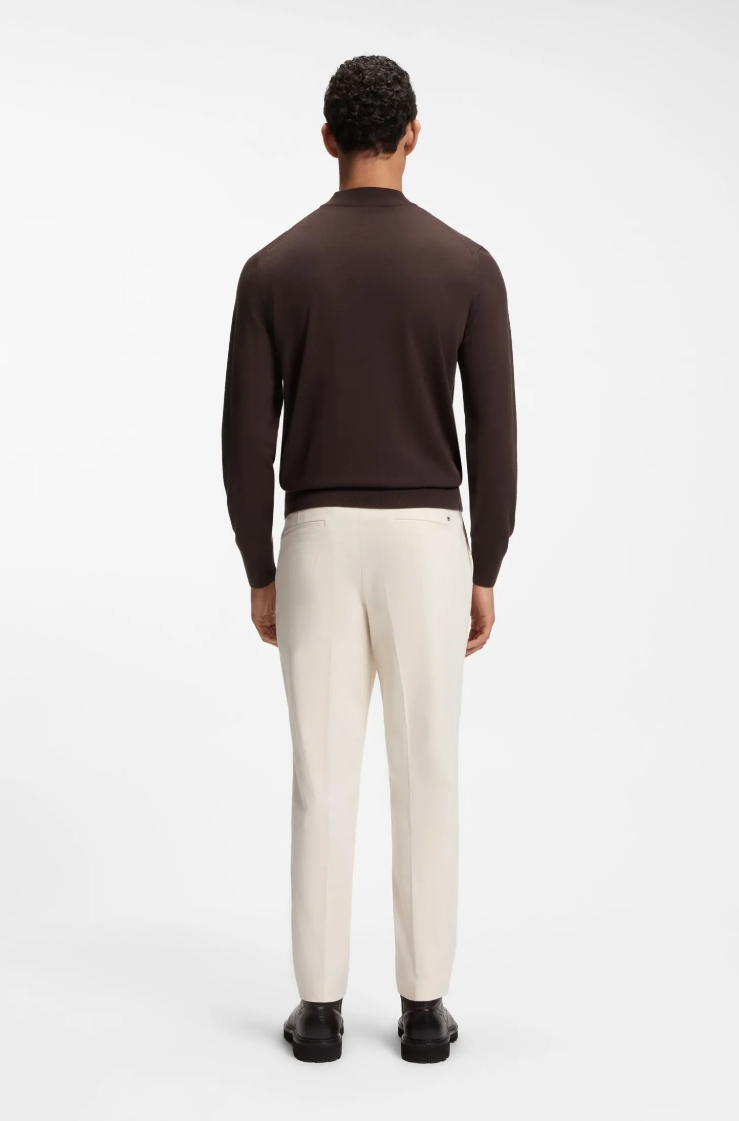 Mock-neck sweater in extra-fine merino wool