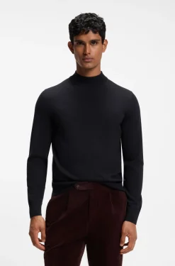 Mock-neck sweater in extra-fine merino wool