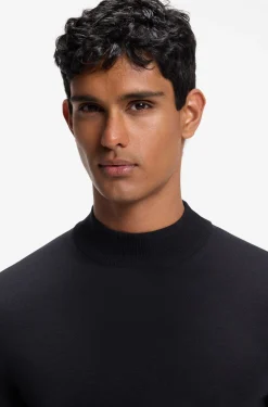 Mock-neck sweater in extra-fine merino wool