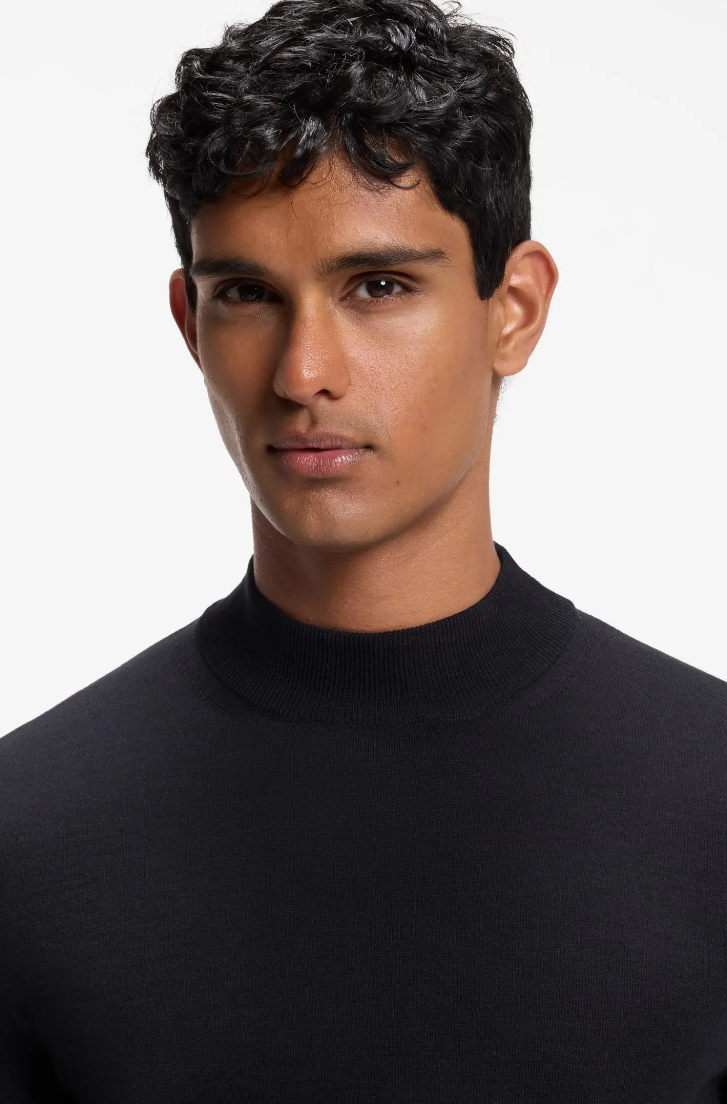 Mock-neck sweater in extra-fine merino wool