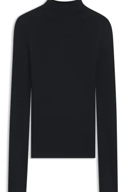 Mock-neck sweater in ribbed merino wool