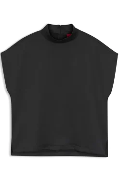 Mock-neck top in fluent satin