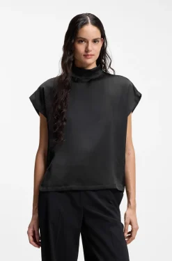 Mock-neck top in fluent satin