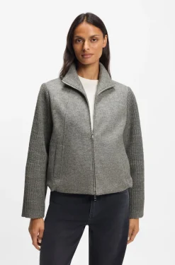 Modern-fit blazer in boiled virgin wool