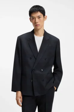 Modern-fit blazer in checked virgin wool
