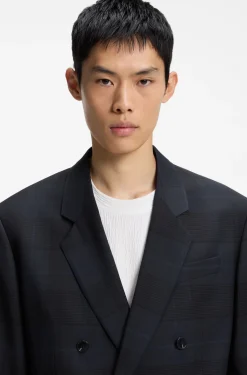 Modern-fit blazer in checked virgin wool