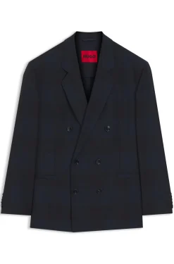 Modern-fit blazer in checked virgin wool