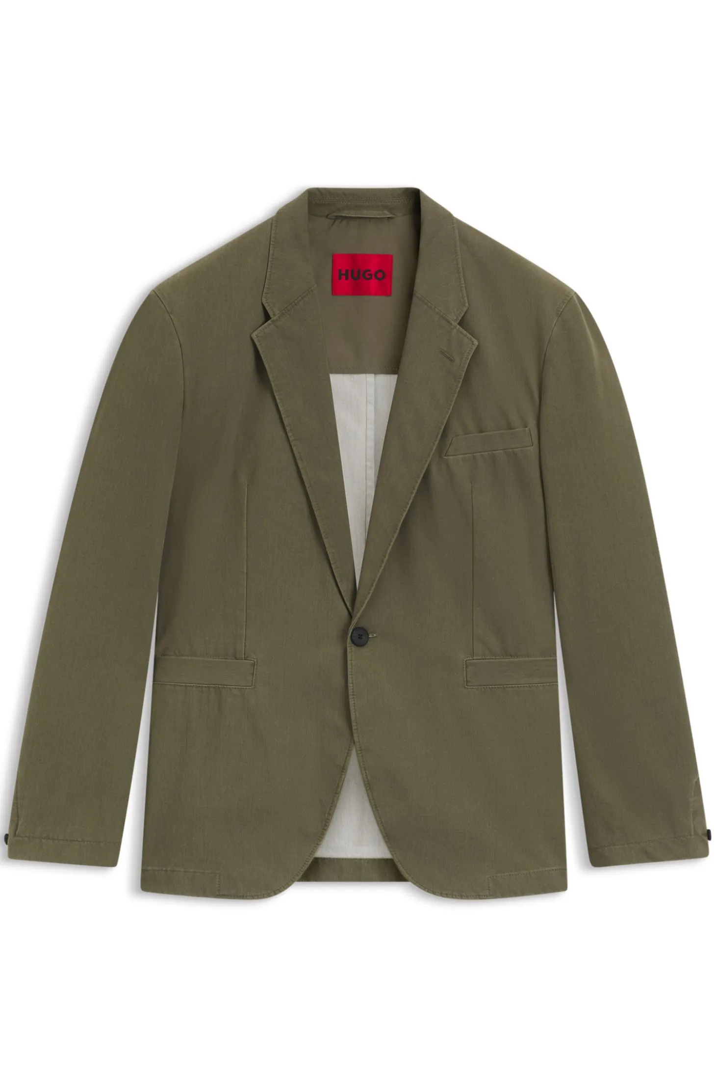 Modern-fit jacket in cotton-blend twill
