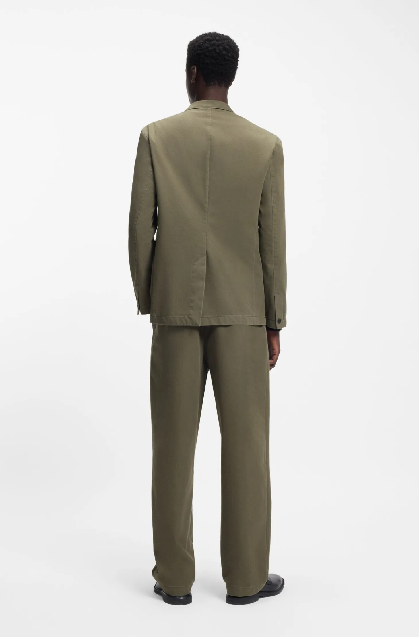 Modern-fit jacket in cotton-blend twill