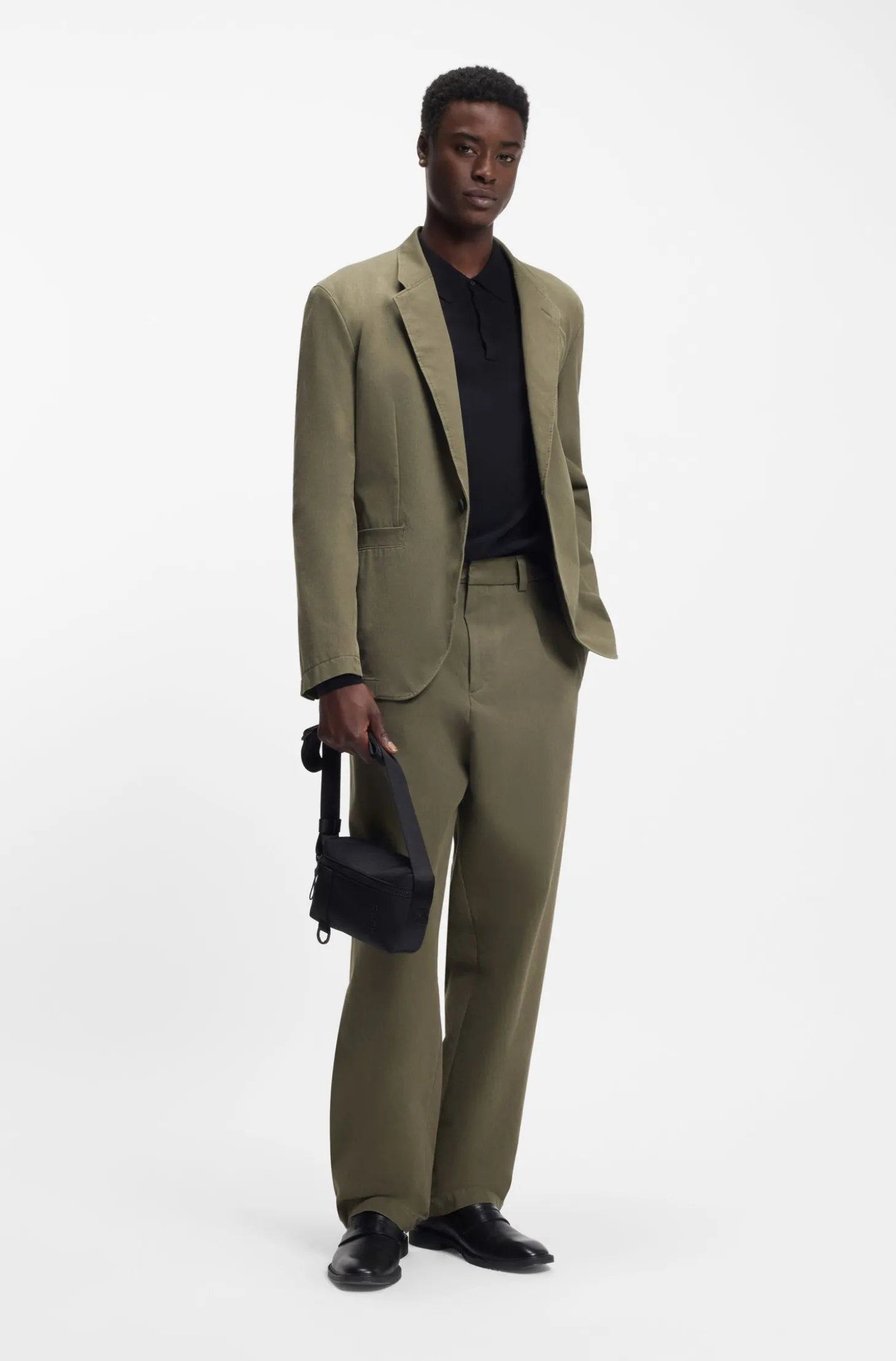 Modern-fit jacket in cotton-blend twill