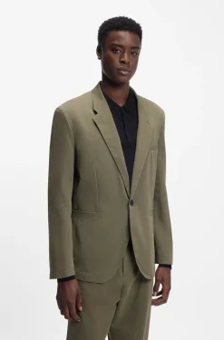 Modern-fit jacket in cotton-blend twill