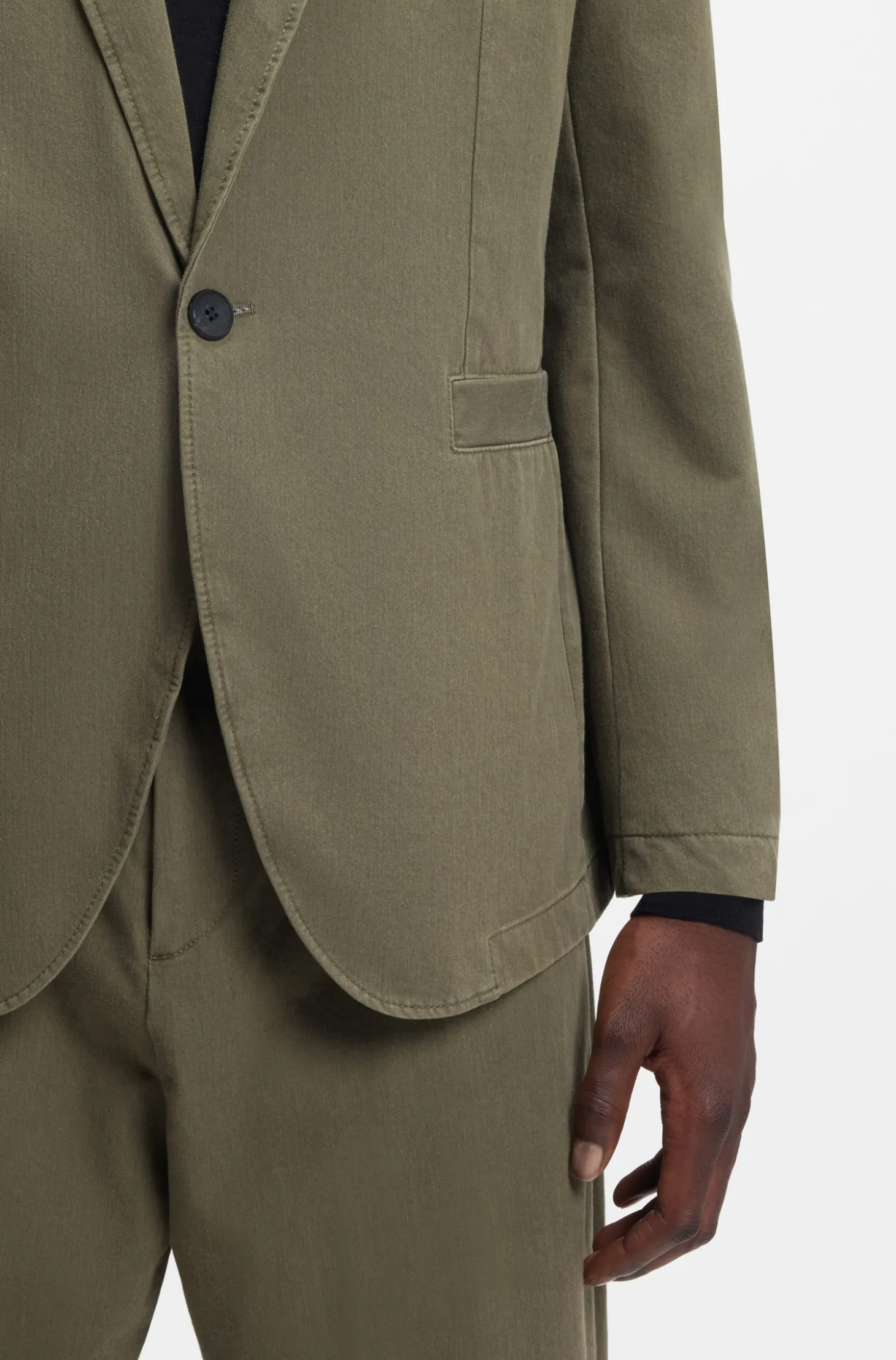 Modern-fit jacket in cotton-blend twill