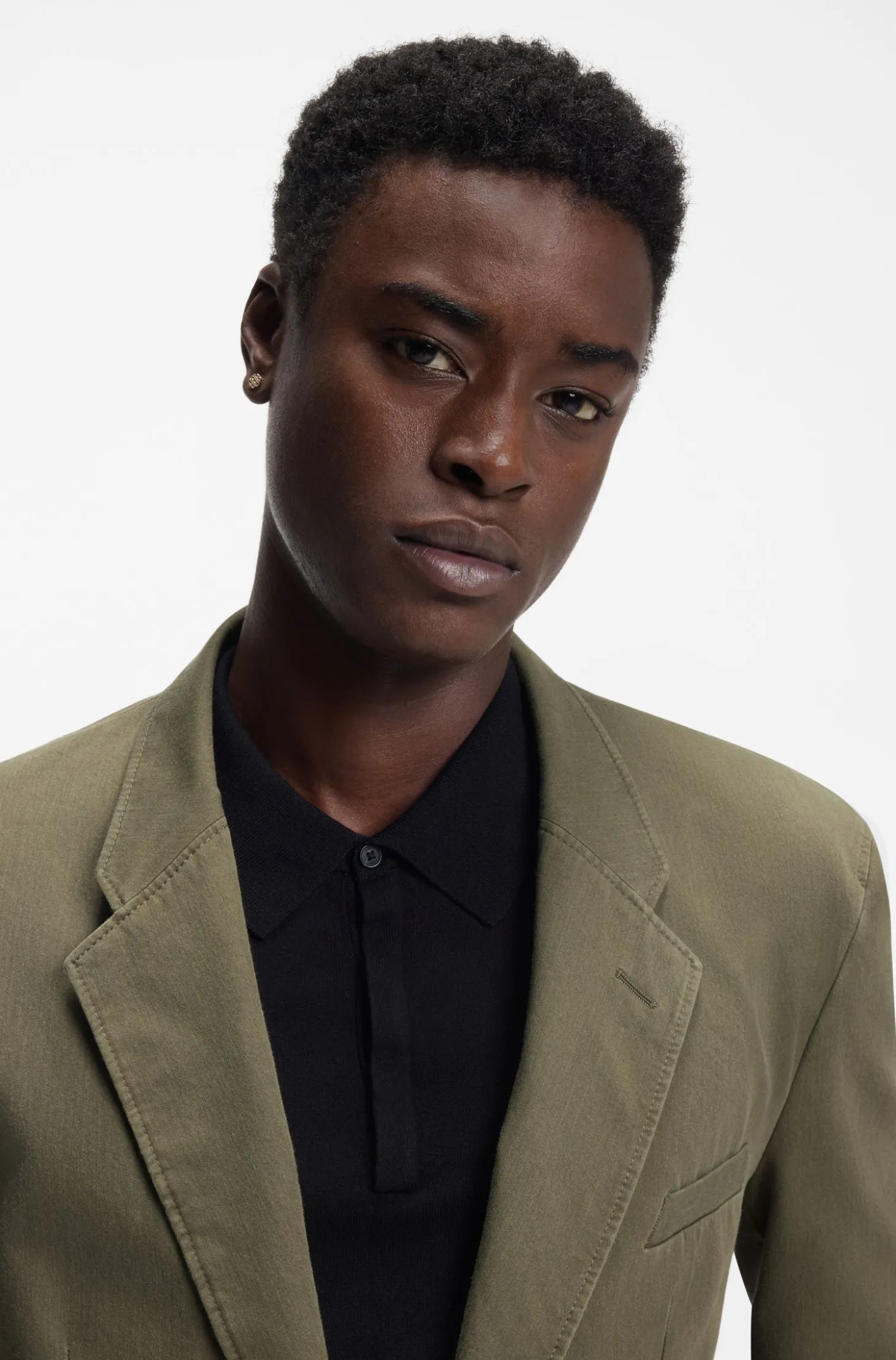 Modern-fit jacket in cotton-blend twill