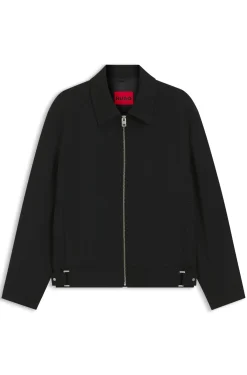 Modern-fit jacket in performance-stretch canvas