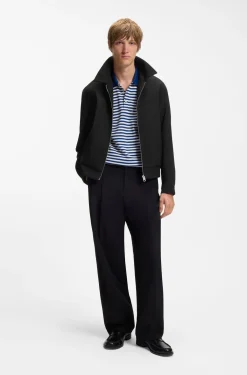 Modern-fit jacket in performance-stretch canvas