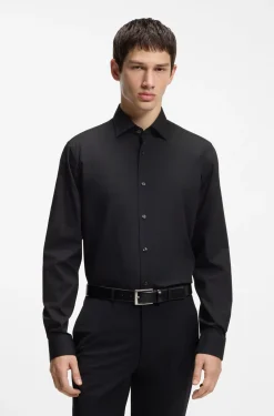 Modern-fit shirt in easy-iron cotton poplin