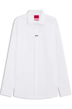 Modern-fit shirt in stretch cotton with concealed placket