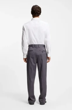 Modern-fit shirt in stretch cotton with concealed placket