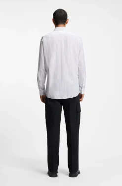 Modern-fit shirt in striped cotton