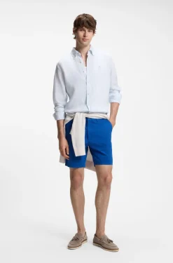 Modern-fit shorts in overdyed stretch-cotton twill