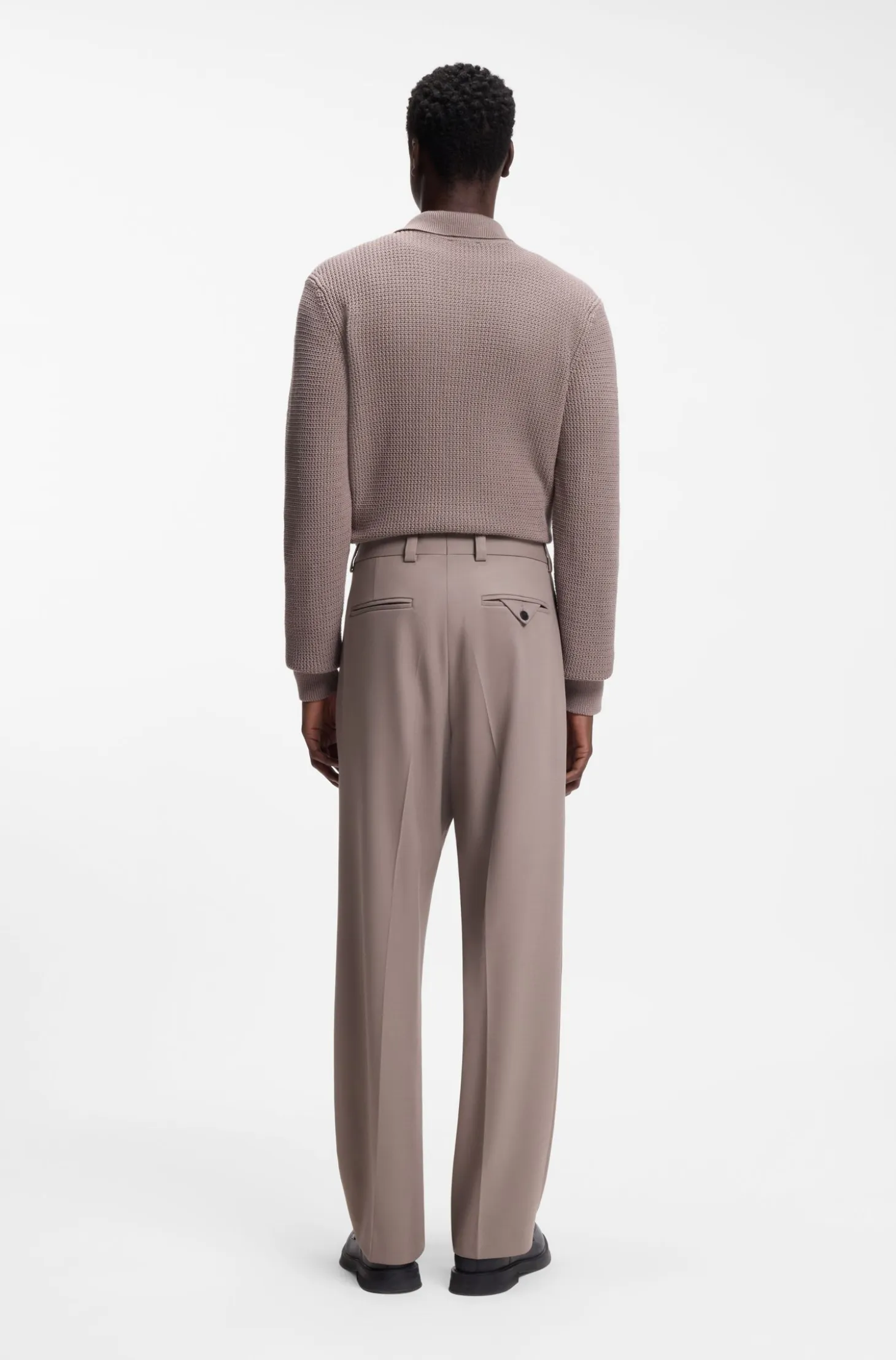 Modern-fit stretch-twill formal trousers