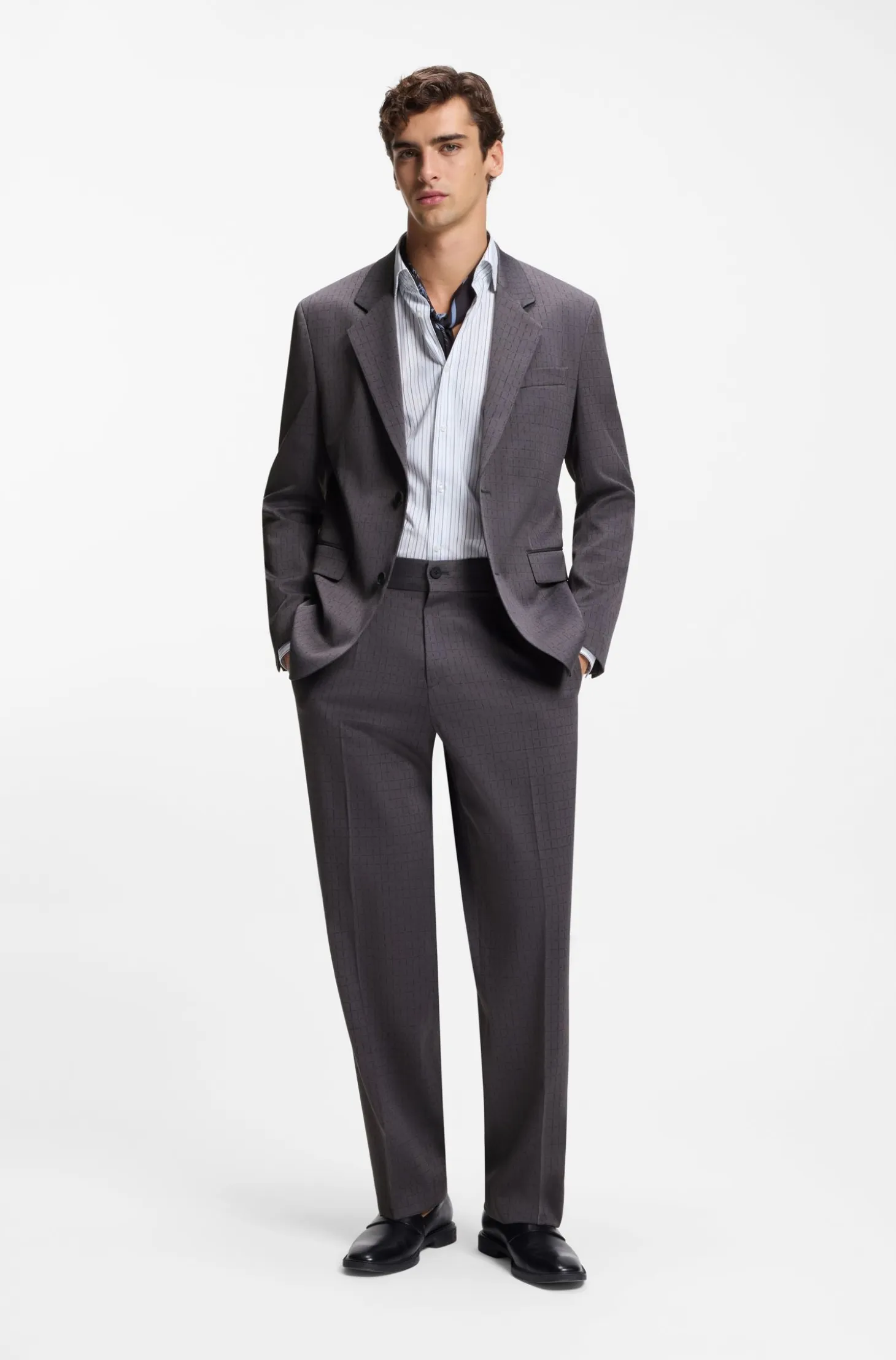 Modern-fit suit jacket in checked stretch fabric