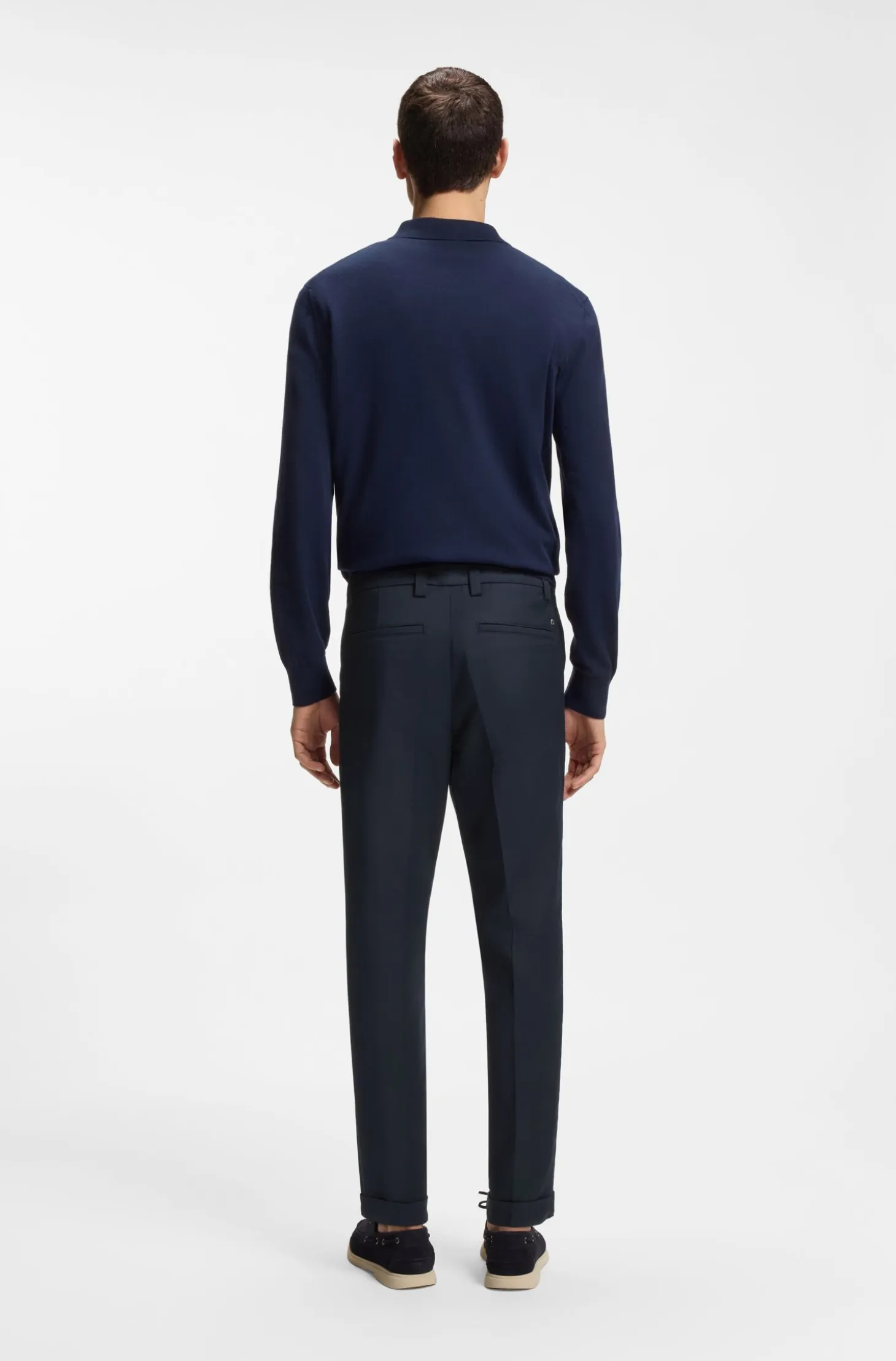 Modern-fit trousers in easy-iron cotton-blend twill