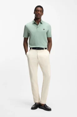 Modern-fit trousers in easy-iron cotton-blend twill