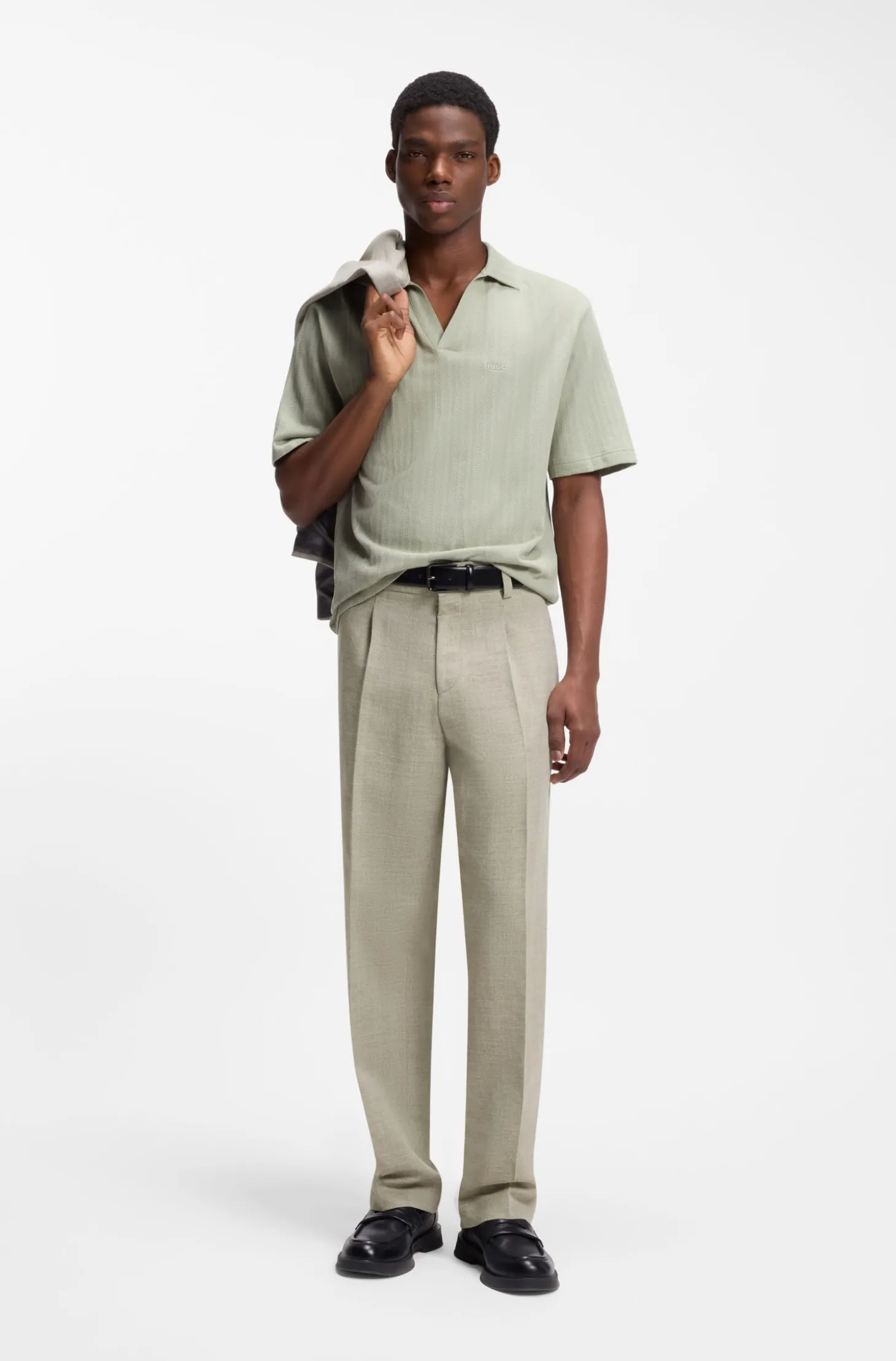 Modern-fit trousers with herringbone weave
