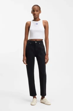 Mom jeans in black stretch denim