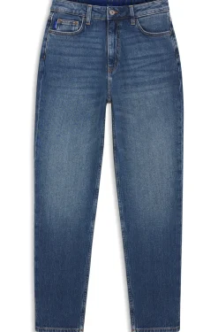 Mom jeans in medium-blue stretch denim