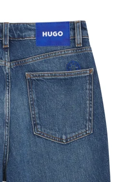 Mom jeans in medium-blue stretch denim