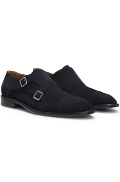Monk shoes in suede with double strap