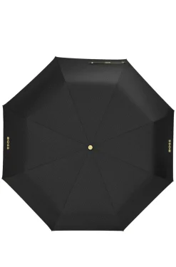 Monogram-canopy pocket umbrella in black and gold