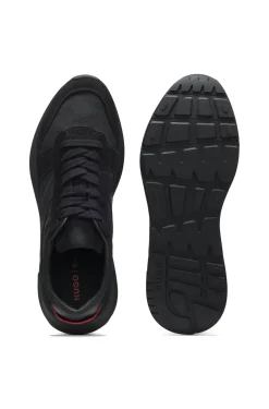 Monogram-jacquard trainers with faux-suede trims