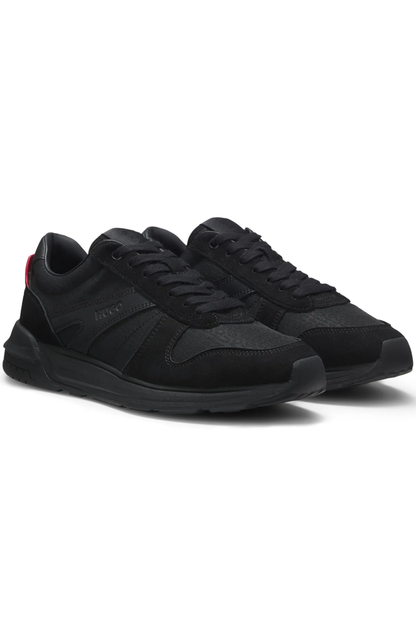 Monogram-jacquard trainers with faux-suede trims
